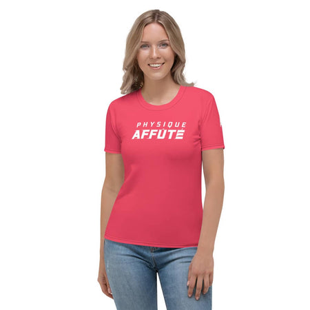 t-shirt pour femme manches courtes couleur rose marque physique affûté vue de face