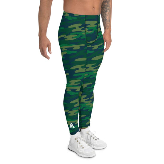 legging de sport pour homme imprimé camouflage vert foncé marque physique affûté vue côté droit