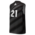 maillot de basketball pour homme couleur noir gris avec le numéro 21 couleur blanc vue de dos