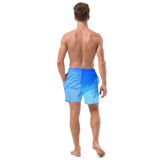 maillot de bain pour homme motif grilles couleur bleu ciel marque physique affûté vue de dos