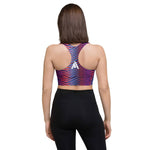 brassière de sport femme design arrow violet rose marque physique affûté vue de dos
