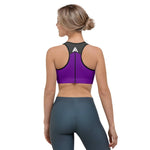 soutien gorge sport femme design performance violet noir physique affuté vue de dos