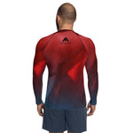 T-shirt de compression pour homme couleur dégradé rouge bleu physique affûté vue de dos