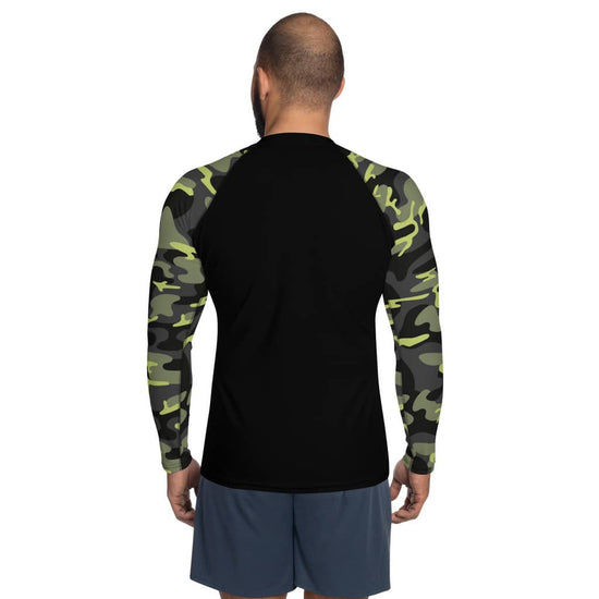 t-shirt de sport manches longues compression pour homme imprimé armée marque physique affûté vue de dos