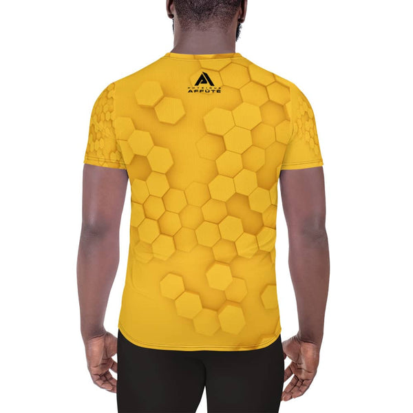 T-shirt de sport pour homme design NDA jaune physique affûté vue de dos