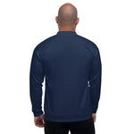 veste bombardier pour homme couleur bleu marine marque physique affûté vue de dos