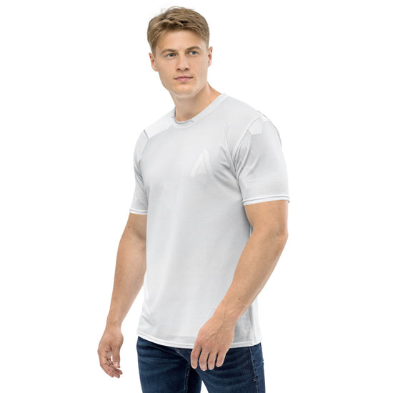 t-shirt gris-blanc physique affûté