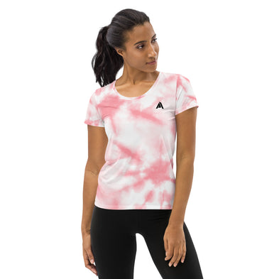 t-shirt sport femme blanc dégradé rose