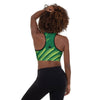 brassière de sport pour femme rembourré design vert jaune marque physique affûté vue de dos