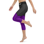 collant court sport femme noir violet en bas physique affûté coté gauche
