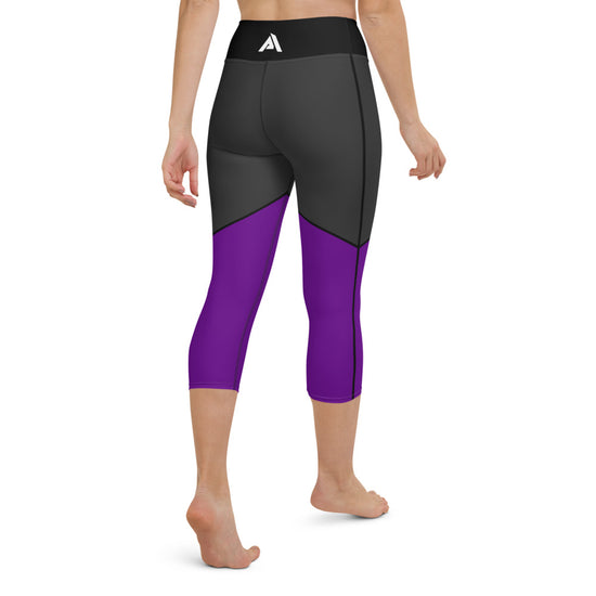 collant court sport femme noir violet en bas physique affûté dos