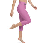 collant femme rose pour le sport avec logo noir vue côté droit
