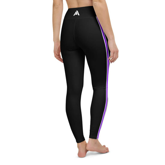 collant de sport femme noir bande violet physique-affuté dos