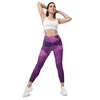 collant de sport femme avec poches latérales motif géométrique violet physique-affuté face
