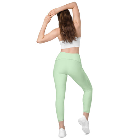 collant sport femme avec des poches latérales couleur vert pastel physique affûté dos