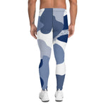 legging de sport homme design camouflage bleu blanc gris physique affûté vue de dos