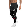 legging de sport pour homme au design couleur noir avec  du gris en diagonale et un peu de rouge avec le logo "physique affûté" sur la cuisse avant gauche vue côté gauche
