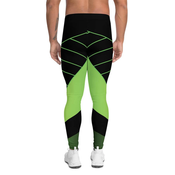 collant de sport pour homme couleur noir design vert physique affûté vue de dos