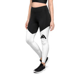legging de sport running femme bi-color noir-blanc coté gauche