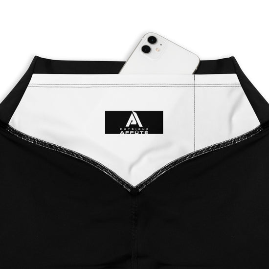 legging compression femme bi-color noir-blanc poche intérieur