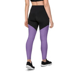 legging compression femme bi-color noir violet dos
