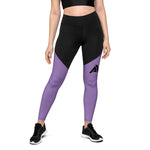 legging compression femme bi-color noir violet face