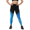 legging de sport running femme bi-color noir bleu design face