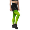 legging de sport running femme bi-color noir vert design coté droit