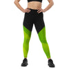 legging de sport running femme bi-color noir vert design face