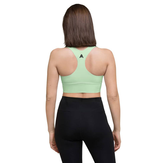 soutien-gorge de sport femme couleur vert pastel physique affûté vue de dos
