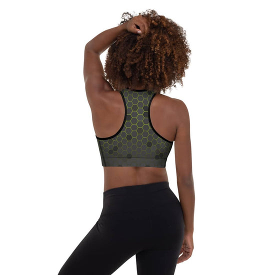brassière de sport noir nda vert rembourrée physique-affuté dos