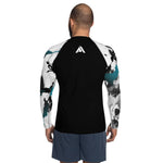 T-shirt de compression manches longues homme art design noir blanc bleu physique affûté dos